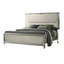 Cadre de lit tapissier en tissu argenté pour grand lit, look contemporain, tête de lit à DEL, panneaux et structure de lit grand format en bois, style, tissu, panneau, ambiance de chambre d'ingénierie en bois d'hévéa massif