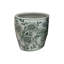 Ensemble de 4 pots à fleurs Kerry, motif floral vert, céramique blanche-129226441