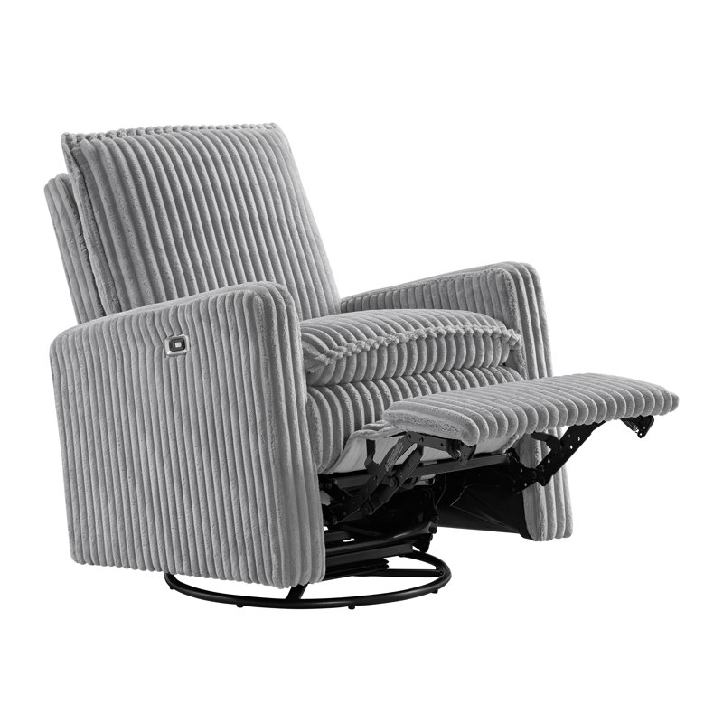 Oxford Baby Uptown Power Glider Recliner Rocking Chair 270 Degree Swivel for Nursery & Living Room, Ash Gray Corduroy