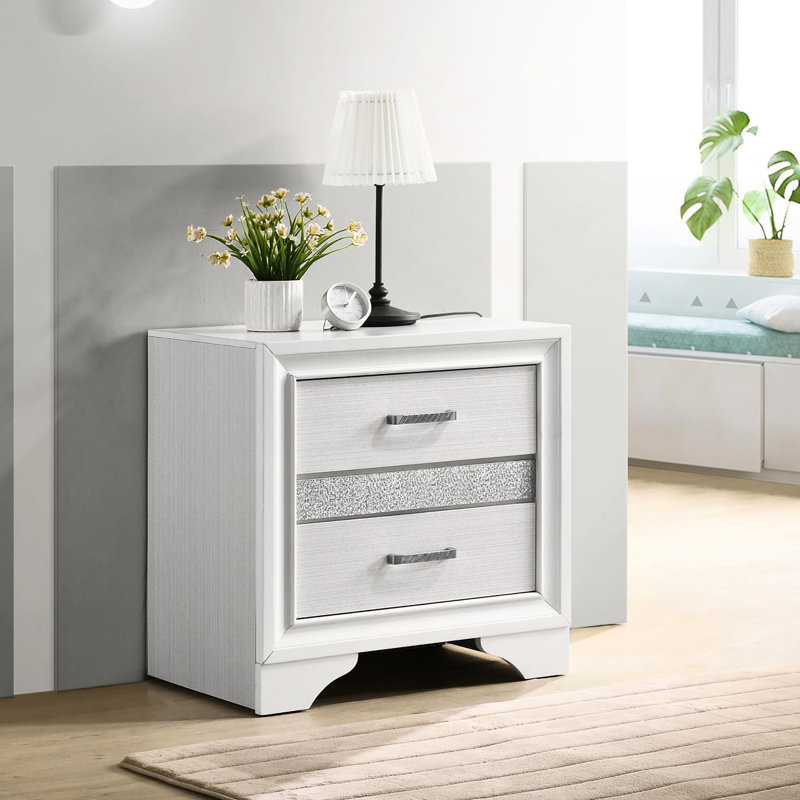Table de chevet blanche 2 pour chambre à coucher avec Secret Place - écrin moderne caché, Blanc