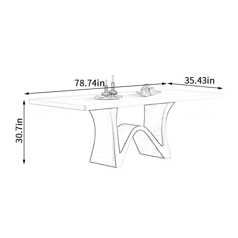 Table rectangulaire Modern, H 30,7 po x L 78,74 po x l 35,43 po