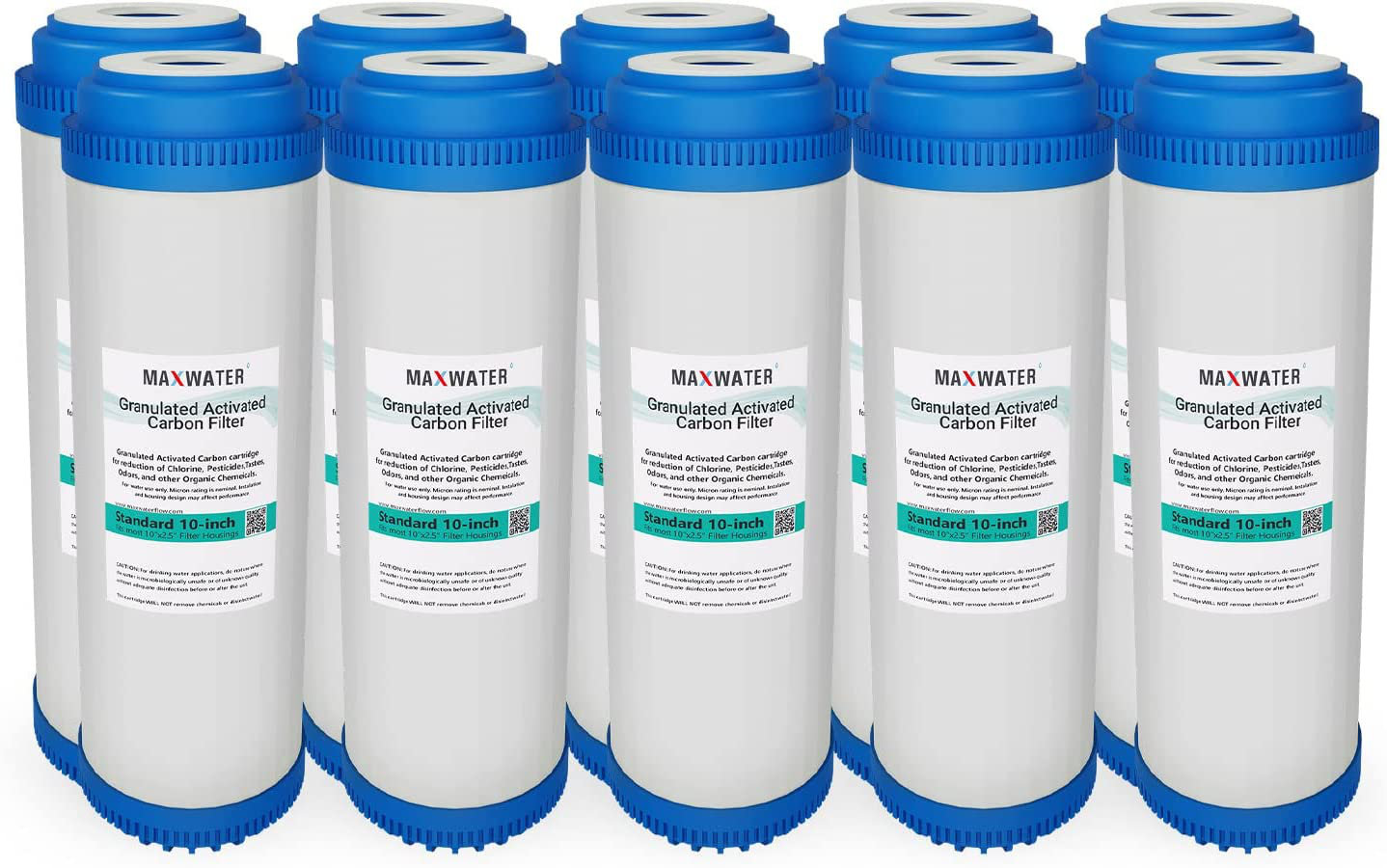 3 Pack 10"x2.5" GAC Granular Activated Carbon Water Filter Whole House