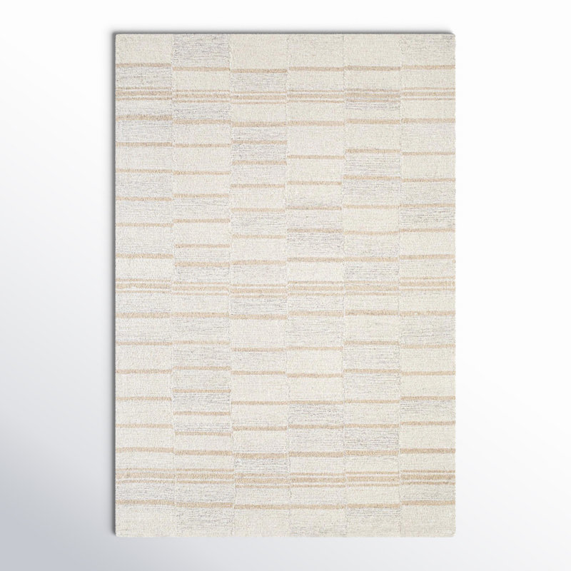Tapis abstrait en laine touffeté à la main Demie, Rectangle 5 pi x 7 pi 6 po