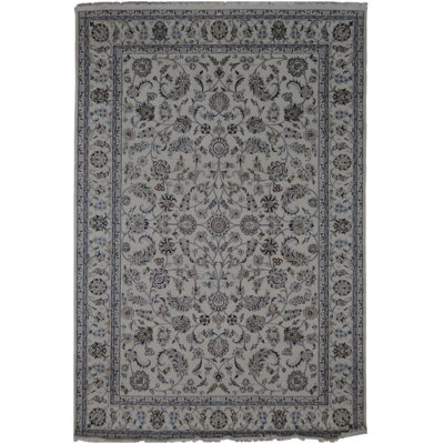 One-of-a-Kind Rectangle 6'9" X 10' New Age Area Rug in Ivory/Blue/Gray
