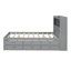 Lit plateforme double avec lit gigogne, tiroirs et prises USB, gris
