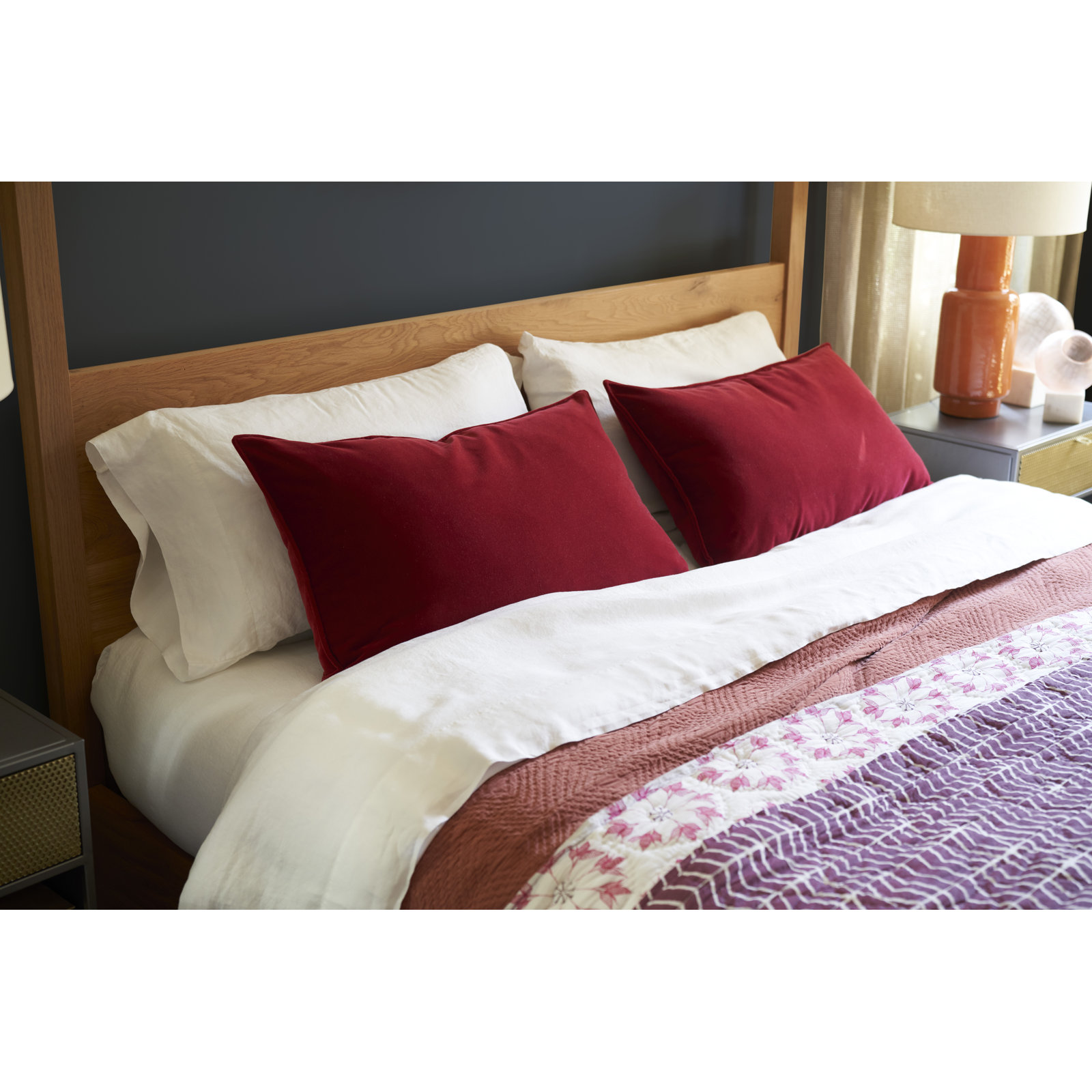 Organic Relaxed Belgian Flax Linen Standard Sheet Set, King Sheet Set with 2 Pillowcases, Fog