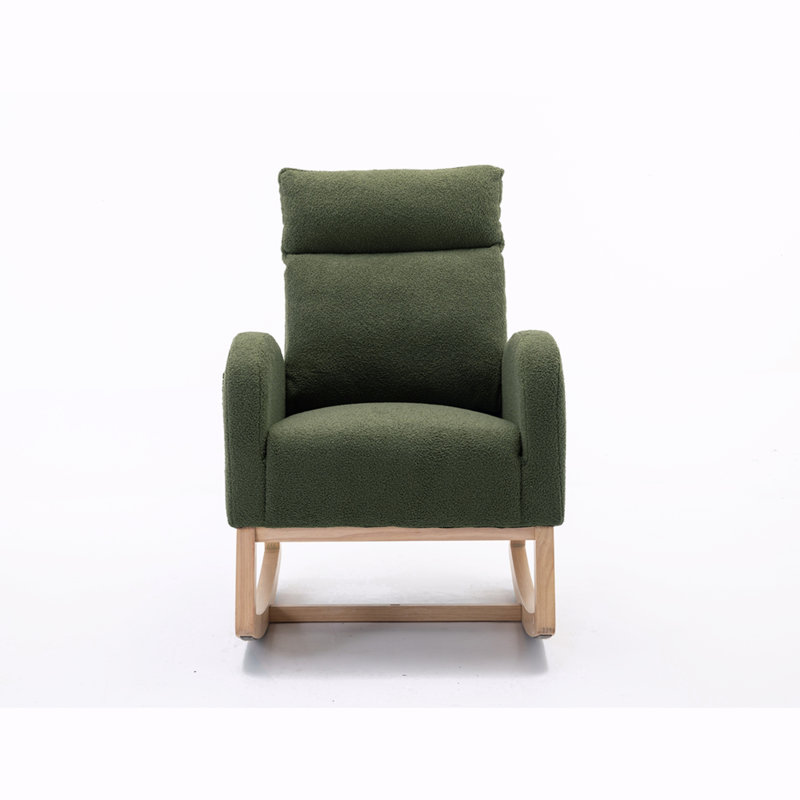Chaise berçante Adeebah, Ours en peluche vert, Naturel