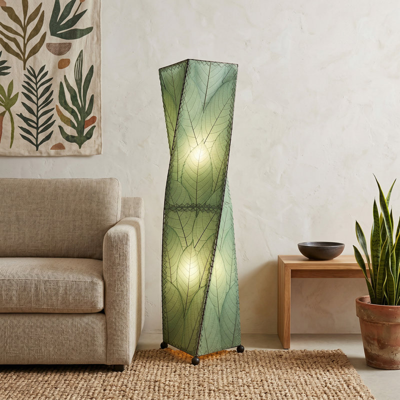 Conrado 48'' Black Novelty Floor Lamp, Green