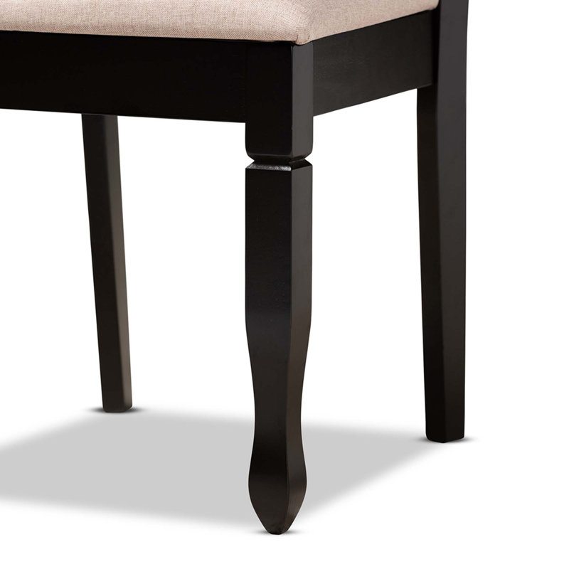 6 - Person Four Leg Dining Set, Espresso, Sand Brown/Espresso