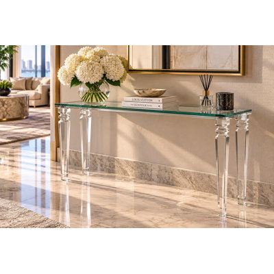 Venice 54 " W Glass Top Console Table