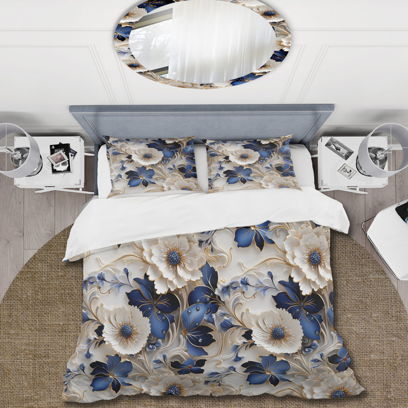 Ensemble de housse de couette Narjes, Housse de couette pour grand lit et 2 taies décor