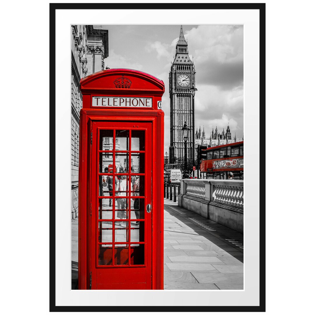 Gerahmter Fotodruck Telephone Box in London