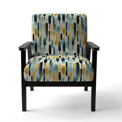 Green Adn Yellow Paint Striped Pattern - Upholstered Modern Arm Chair