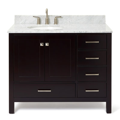 Flynt 43'' Single Bathroom Vanity with Carrara Marble Top
