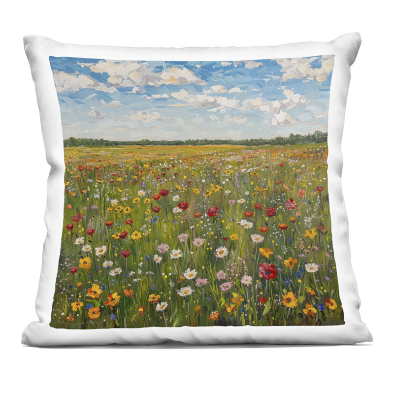 Conception de coussin décoratif imprimé Wildflower Blooms in Field par LSR Creative Studio