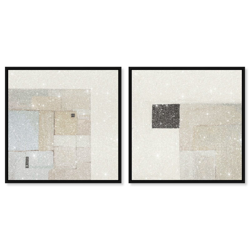 Soft Roughness Set Canvas Abstract Print by Oliver Gal, Black Frame, 12 x 12, 17"H x 17"W, Black Floater Frame
