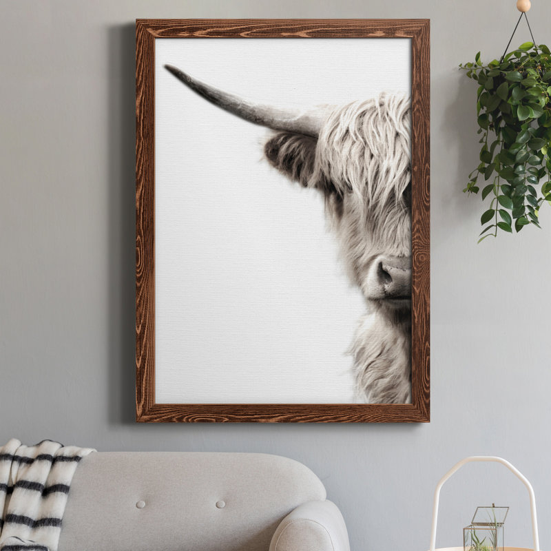 Highland Bovins - Toile encadrée de qualité supérieure - prête à être accrochée, H 31,5 po x l 23,5 po x P 1,5 po, Érable