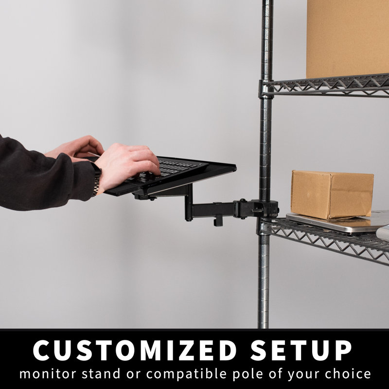 Black Adjustable Steel Pole Mount Keyboard and Mouse Tray