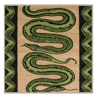 Washable African Bush Viper Wildlife Area Rug
