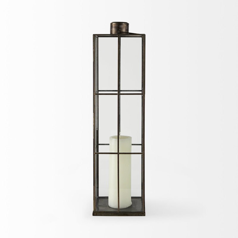 Glass Lantern, 31.1" H x 8.3" W x 8.3" D