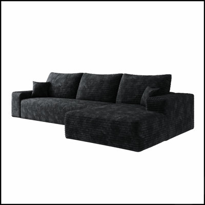 Canapé d'angle Cloud de 272 cm avec méridienne en L, canapé modulaire moderne pour salon et chambre, aucun assemblage requis, tissu velours côtelé doux.