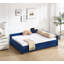 Lit de jour rembourré avec lit gigogne et structure en bois robuste avec un design moderne en grille de diamant pour la chambre à coucher ou la chambre d'amis.-976614626