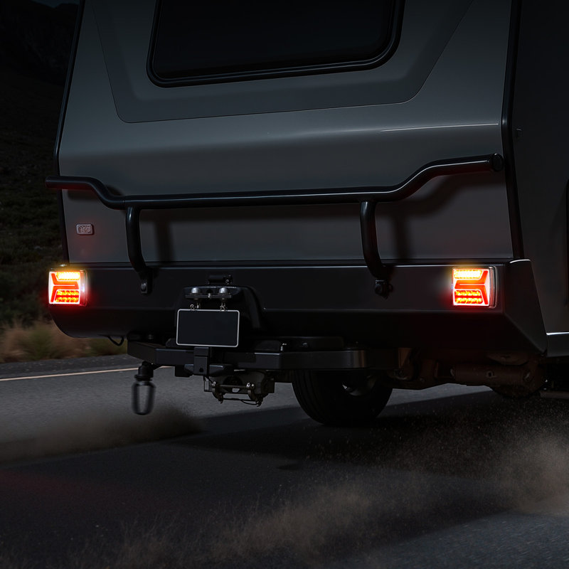 Feux de remorque, ensemble de lumières de queue magnétiques sans fil à DEL carrées 2PCS 12V avec feu de stop, lampe de plaque, ensemble d'éclairage de remorquage imperméable pour bateau, camping, caravane, tracteur, caravane