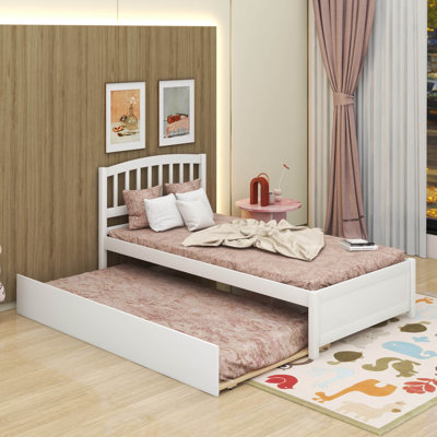 Base de lit simple avec lit gigogne en bois