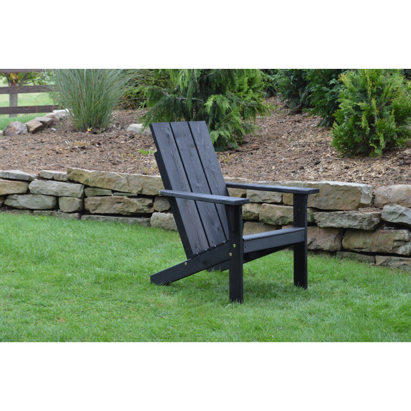 Chaise Adirondack en bois massif Ameerah, Noir