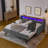 Twin Size Upholstery Sofa Bed With Three LED Lights, With Storage Adjustable Headboard, With Foldable Leg Pull Up Trundle Bed And Wireless Charging, Linen Padded Sofa Bed Frame-1200833799