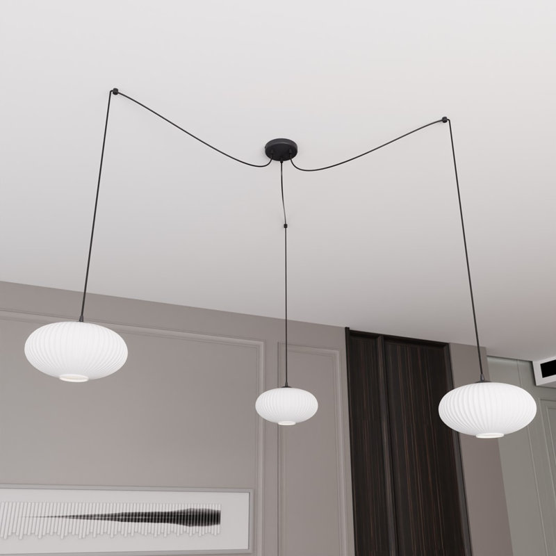Atiksh 3 - Light Pendant, Matte Black/Opal