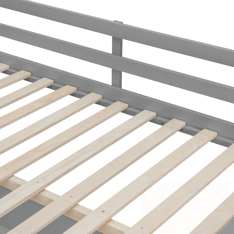 Lit mezzanine double avec deux tiroirs, Gris