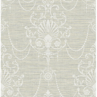 Seabrook Designs Roksolana Chandelier Damask Unpasted Wallpaper