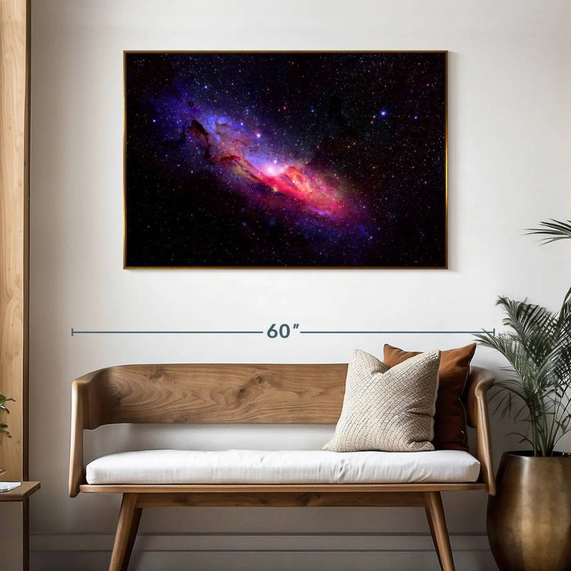 Galaxie dans l'espace, 46 po x 31 po, Cadre flottant doré