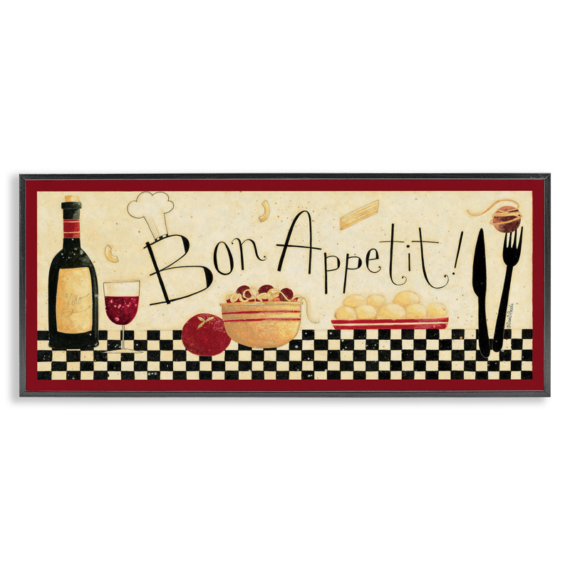 Cuisine Bon Appetit, H 13 po x l 30 po, Giclée encadrée noir minuit
