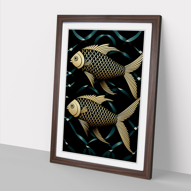 Fish Op - Framed Print, 46cm H x 34cm W, Walnut Framed