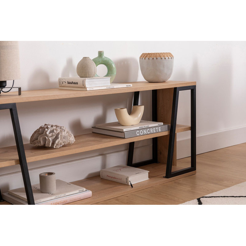 Keikei Unfinished TV Stand for TVs up to 60", Black