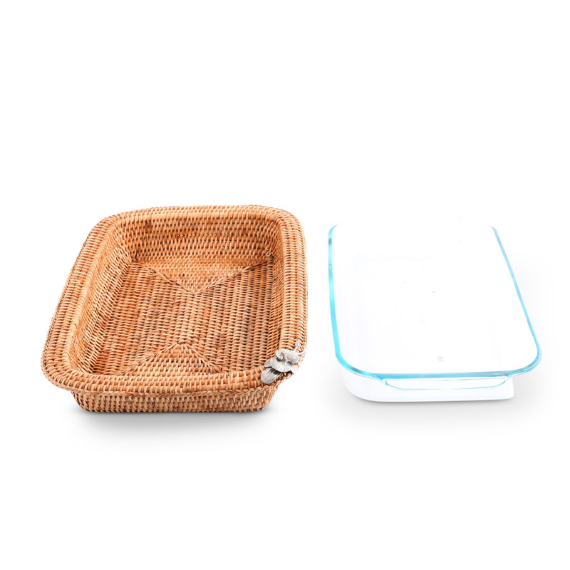 Rectangle Rattan Casserole Set