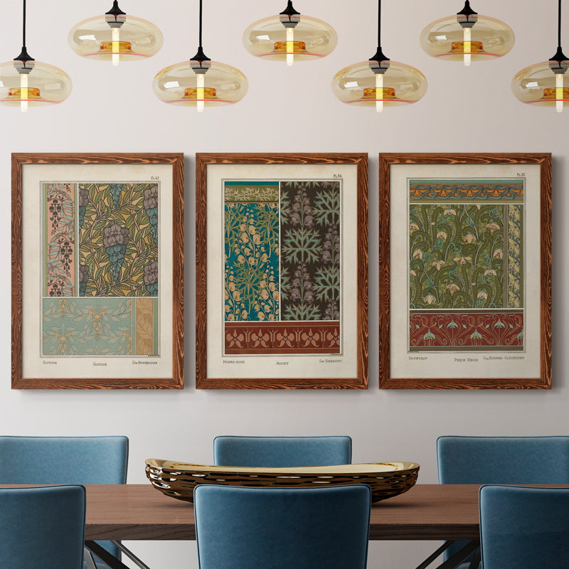 Desert Stones I - Ensemble de 3 peintures sur toile encadrées, Érable, H 43,5 po x l 31,5 po x P 1 po