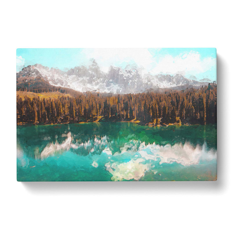 Mountain View Reflection - Wrapped Canvas Painting, 60cm H x 91cm W x 3cm D
