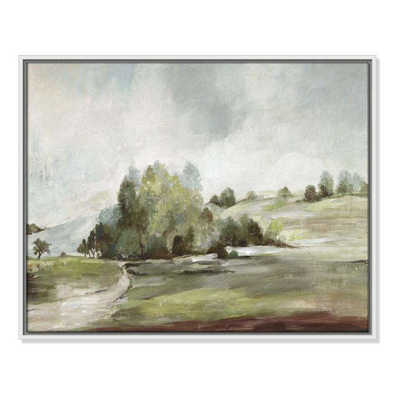 Concorde Green Country Road by Allison Pearce - Floater Frame Print on Canvas, 23.5" H x 29.5" W, White