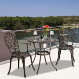 2 - Person Metal Patio Dining Set with Round Table , Cushions Included