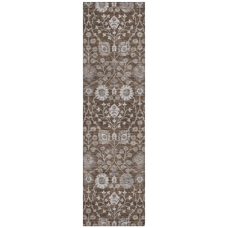 Machine Washable Indoor/Outdoor Cicel ACN1155 Chocolate Rug, Runner 2'3" x 7'6"