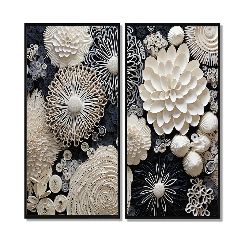 Fleurs de corail gris I - art mural nautique gris, H 40 po x l 40 po, Impression encadrée flottante, Noir