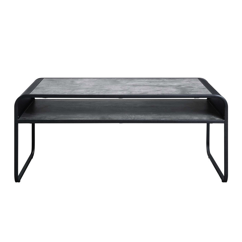 Table basse à structure en métal gris et noir avec structure ouverte Kd pour salon, structure de style industriel moderne, finition grise