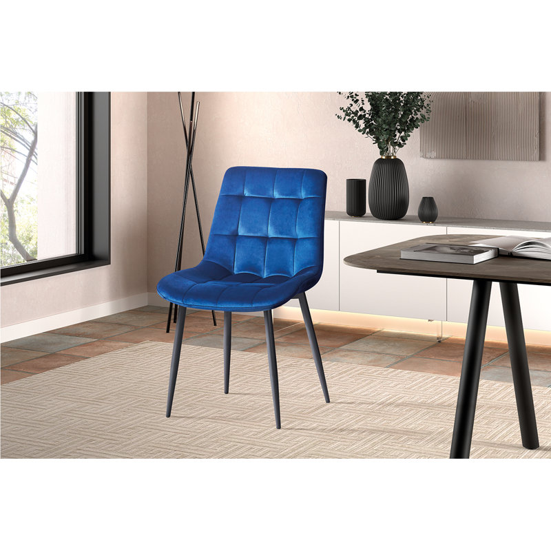 Greilickville 47cm H Polyester Upholstered Metal Side Chair, Blue