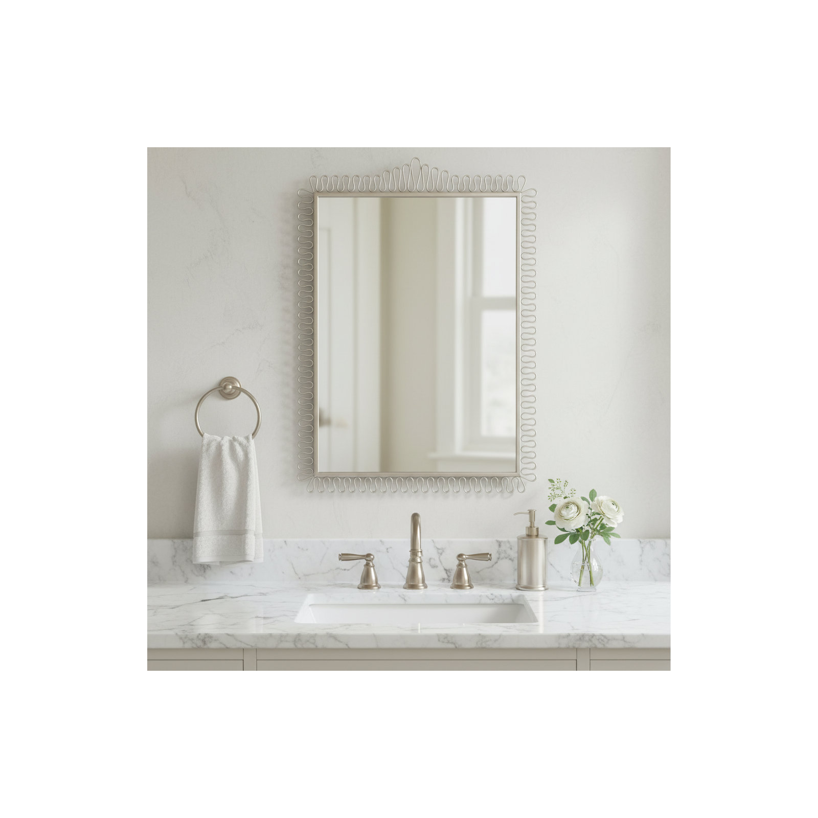 Squiggle Rectangle Champagne Silver Mirror