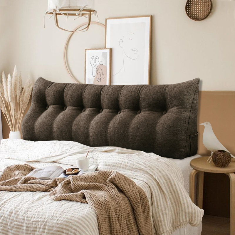 180cm Curved Headboard Pillow, 50cm H x 200cm W, Coffee