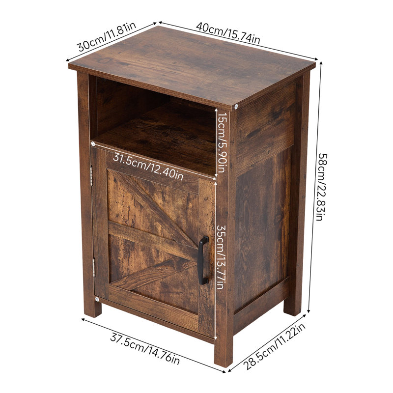 40cm W Bedside Table, Vintage Finish