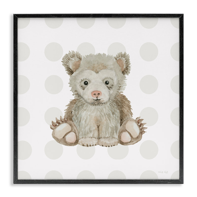  «Nursery Bear on Dots», art de la giclée encadrée par Cindy Jacobs, H 17 po x l 17 po, Giclée encadrée noir minuit